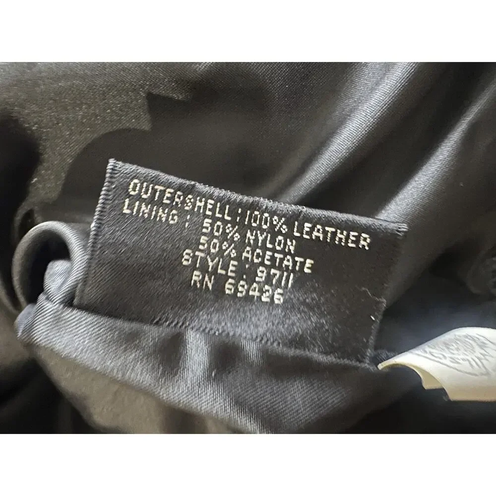 Vintage Wilsons Leather Bomber Motorcycle Jacket Asymmetric Zip Moto Black XL - Picture 14 of 16